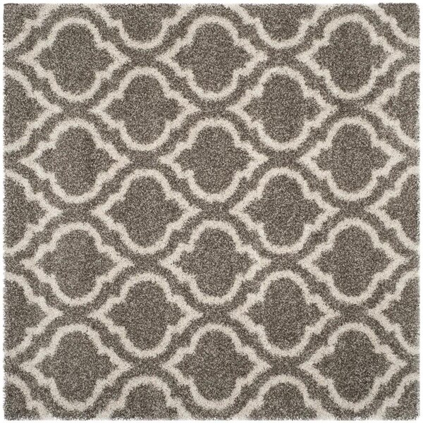 Flowers First 7 x 7 ft. Square Hudson Shag Power Loomed Rug, Grey & Ivory FL1881781 - main